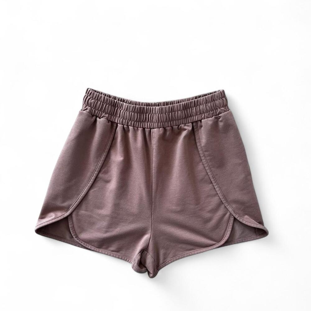Brown Tan Lounge Shorts Curved Hem Soft Stretch Athleisure Comfy Women's M